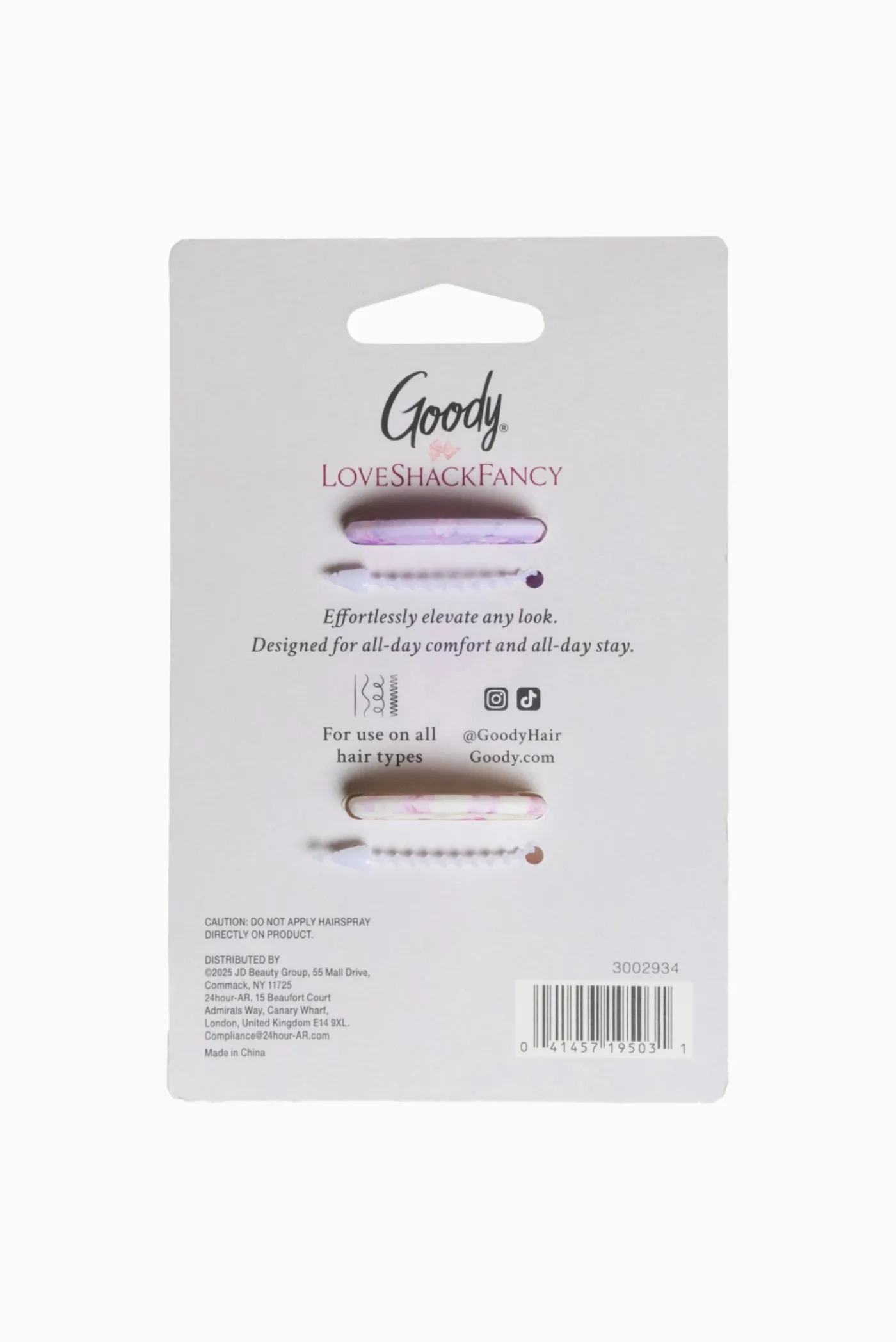 Goody x Love Shack Fancy Small Claw Clip - 2ct - Happy Thoughts and Ribbon Rosa