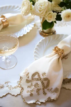Heirloom Gold Bow Napkin Ring Set - Set Of 4