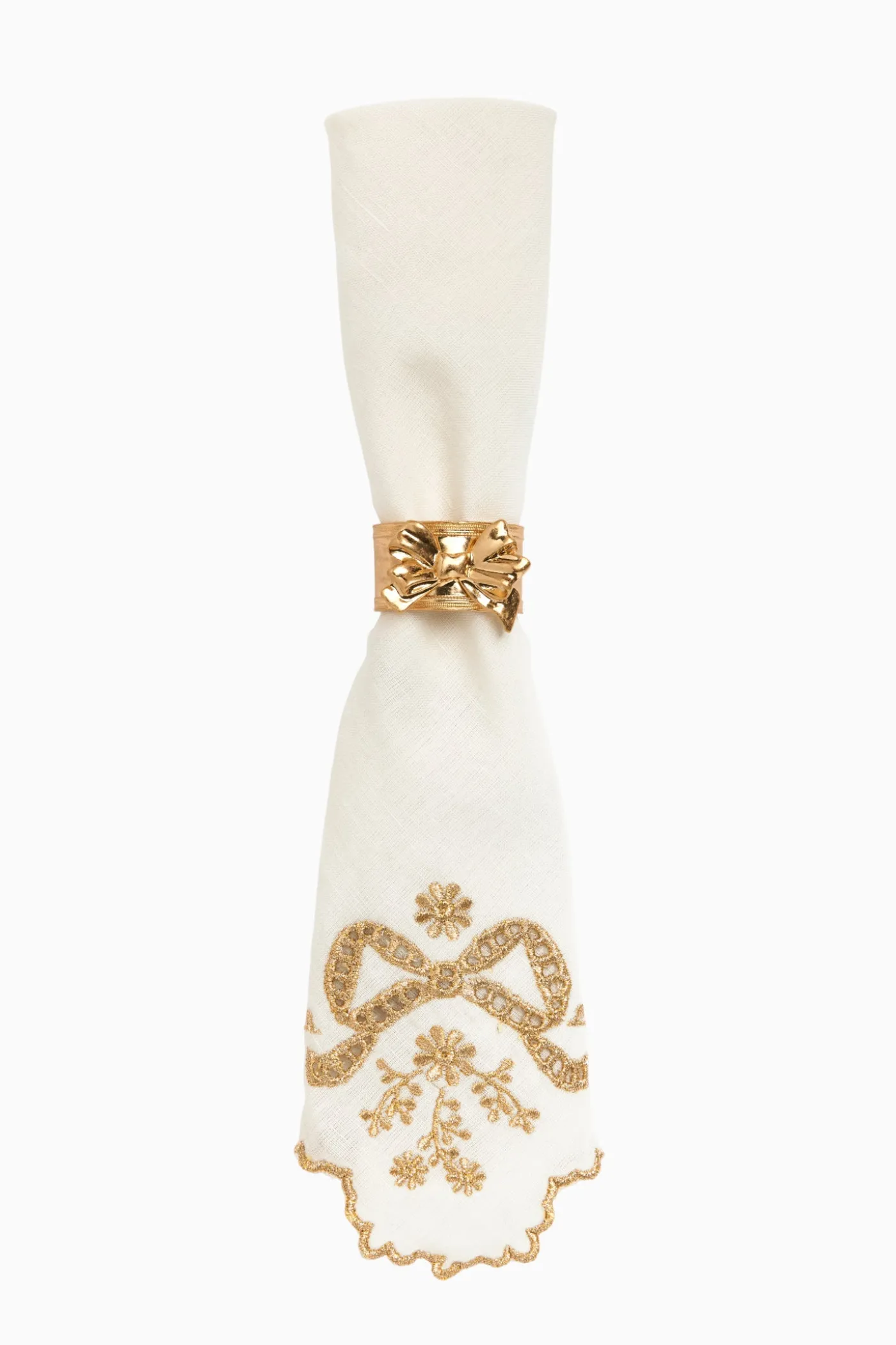 Heirloom Gold Bow Napkin Ring Set - Set Of 4