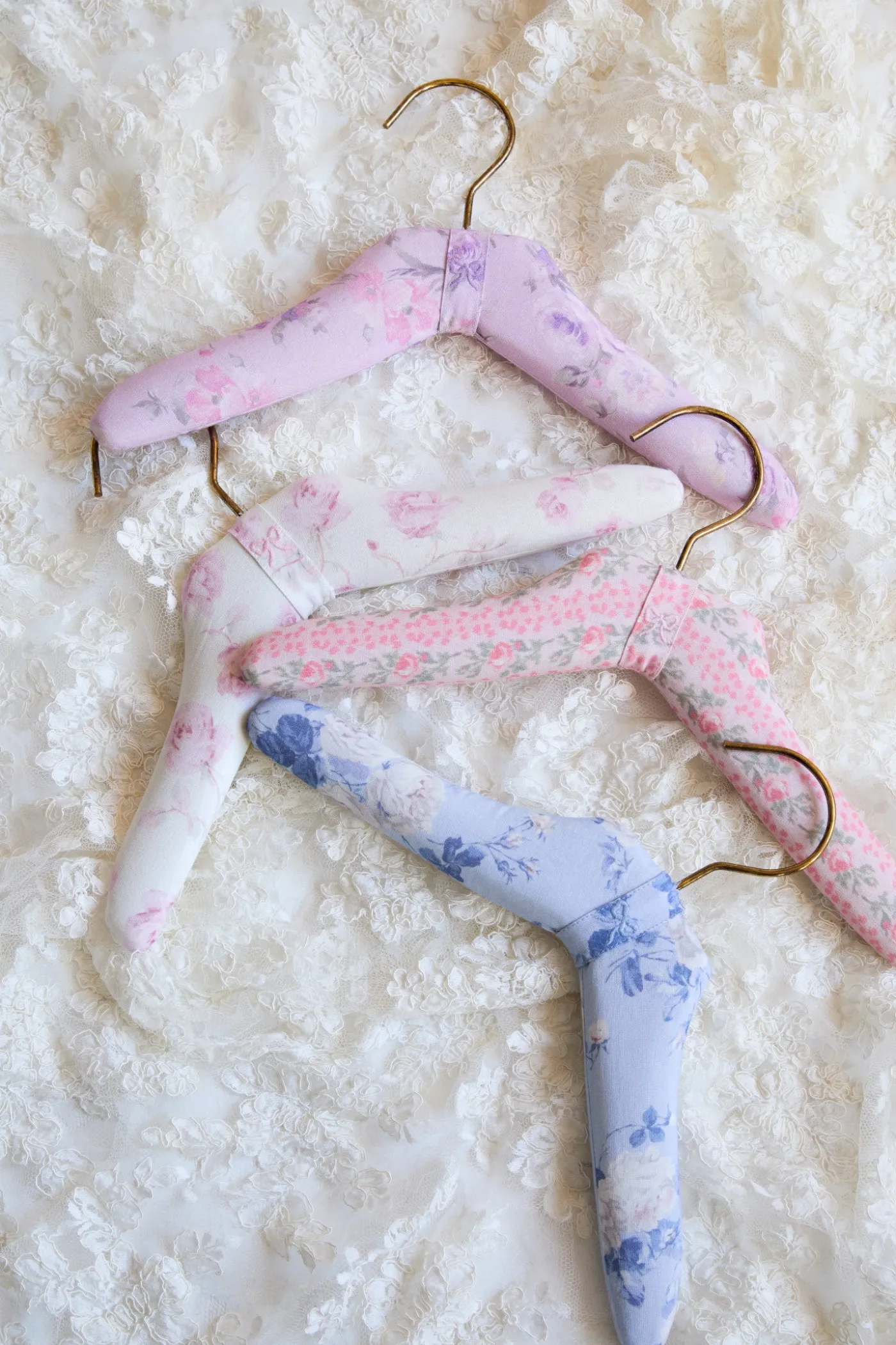 Heirloom Print Fabric Kids Hangers - Set Of 4