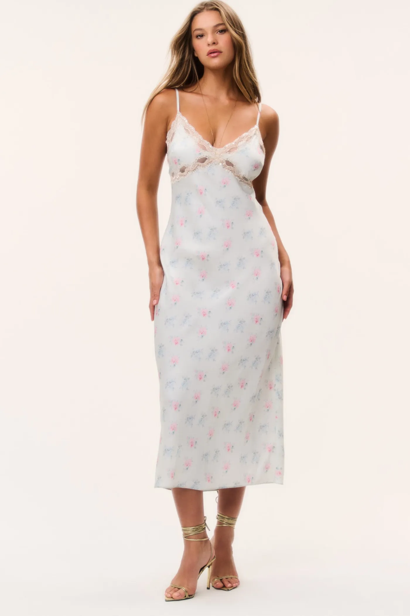 Idris Floral Satin Midi Dress
