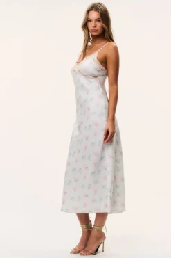 Idris Floral Satin Midi Dress