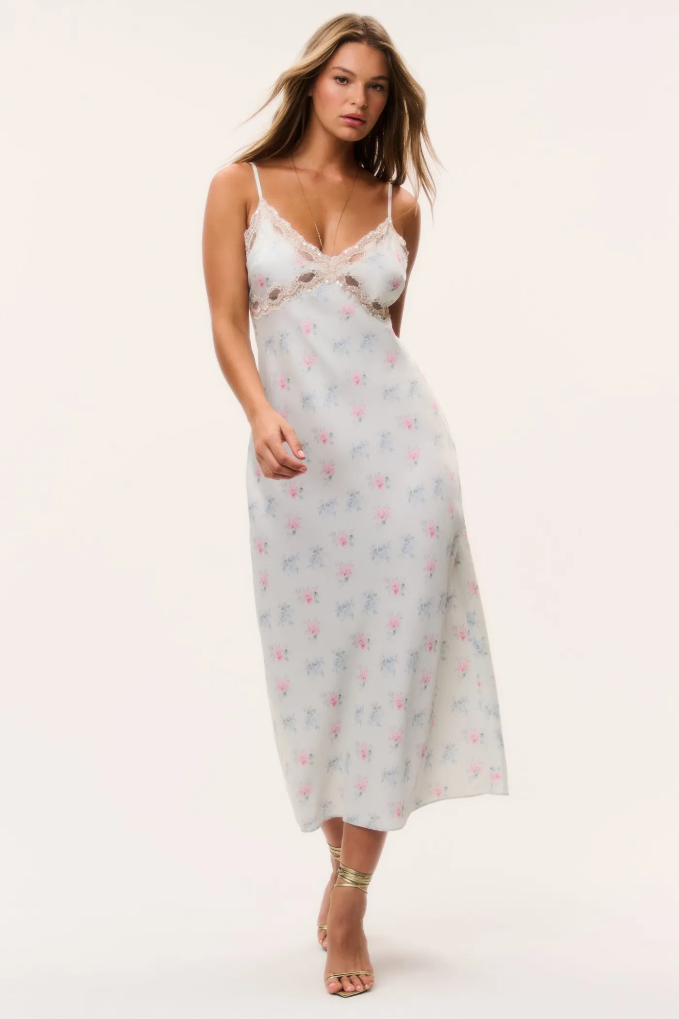 Idris Floral Satin Midi Dress