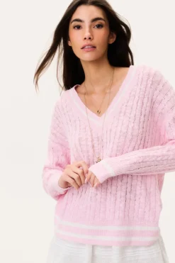 Jessanna Linen-Cotton Cable Knit Pullover