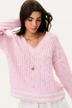 Jessanna Linen-Cotton Cable Knit Pullover