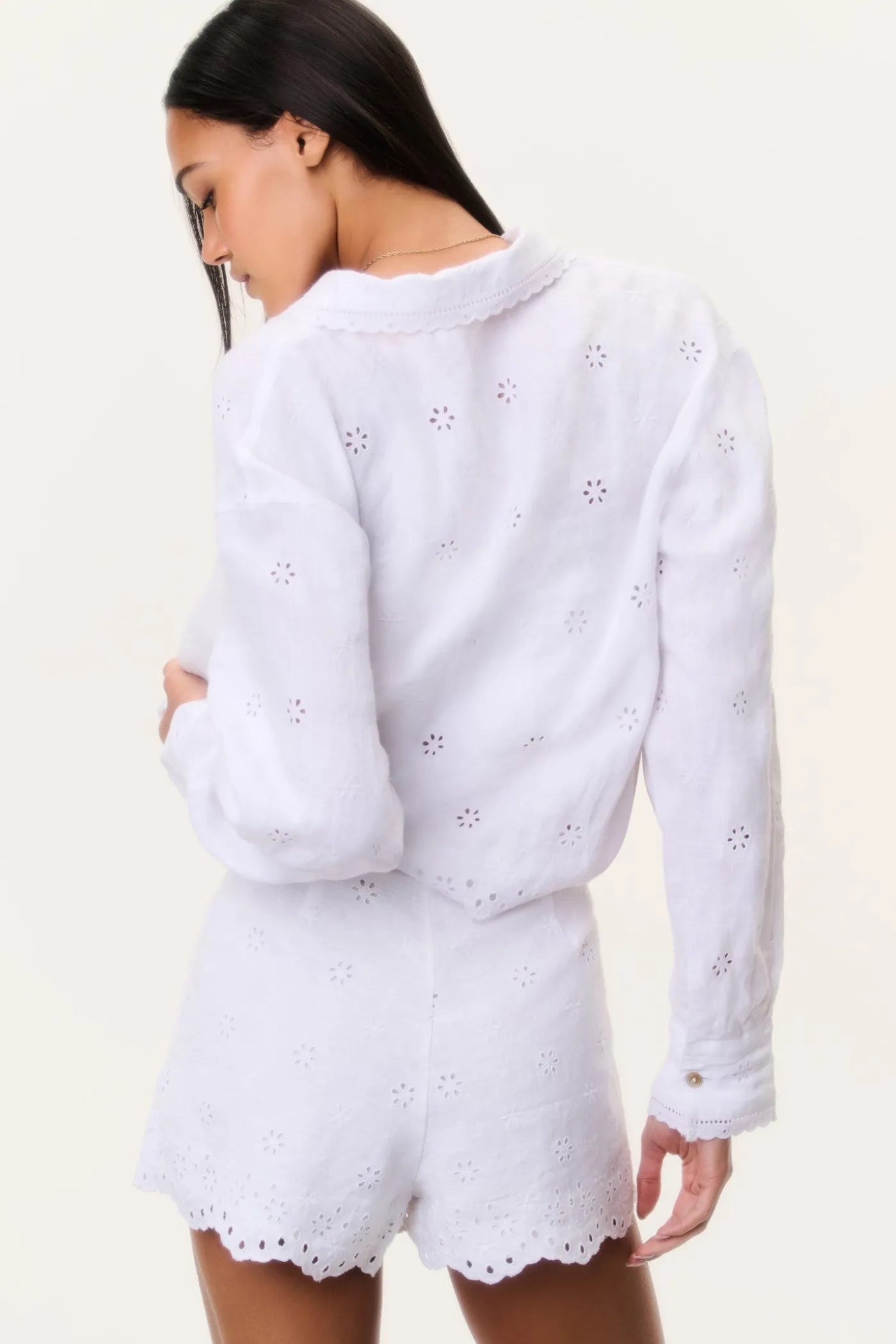 Jodine Eyelet Linen Shorts