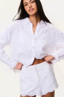 Jodine Eyelet Linen Shorts