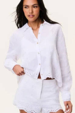 Jodine Eyelet Linen Shorts