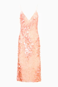 Kayleen Peach Sequin Midi Dress