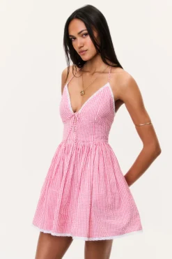 Khloe Cotton Gingham Mini Dress