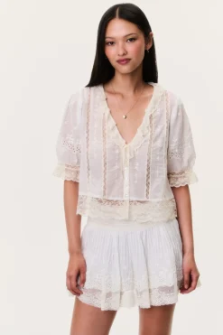 Levant Cotton Lace-Trimmed Mini Skirt