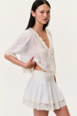 Levant Cotton Lace-Trimmed Mini Skirt