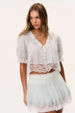 Levant Cotton Lace-Trimmed Mini Skirt