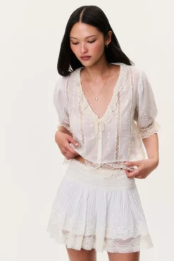 Levant Cotton Lace-Trimmed Mini Skirt