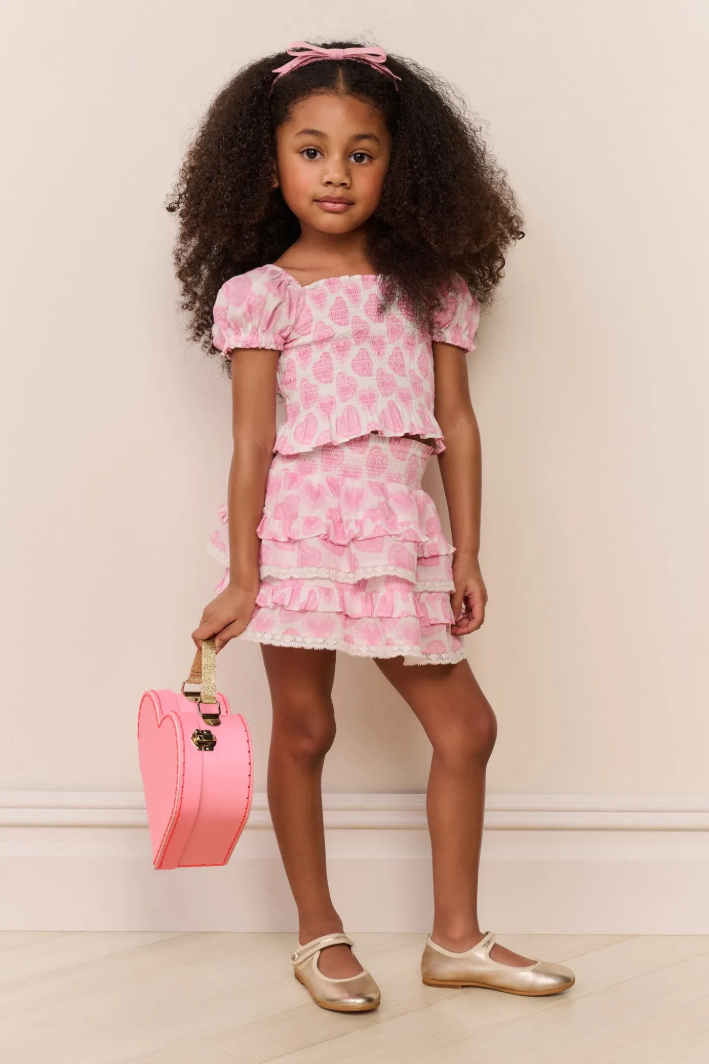 Little Girls Billie Heart Print Skirt