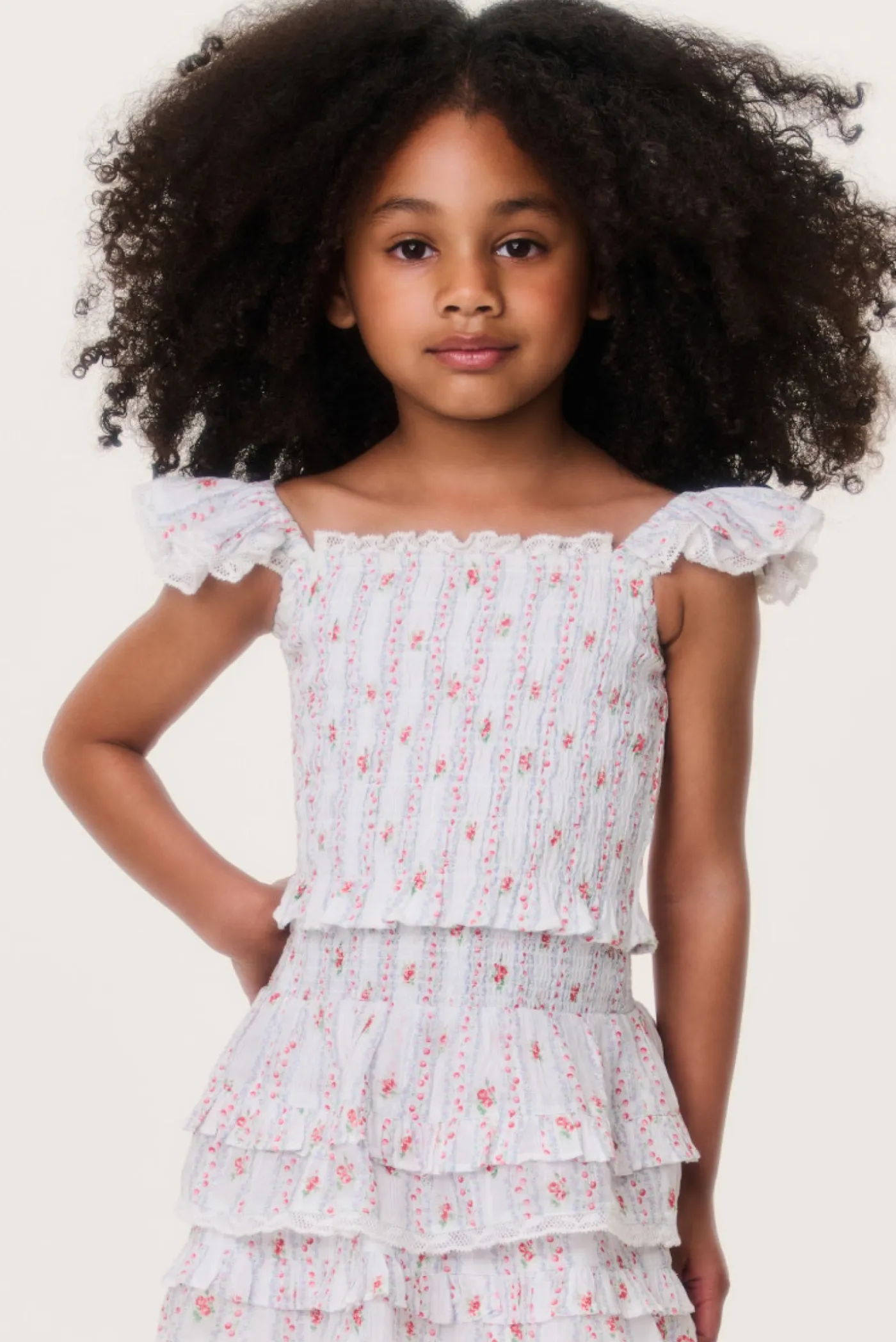 Little Girls Cherry Stripe Caspia Top