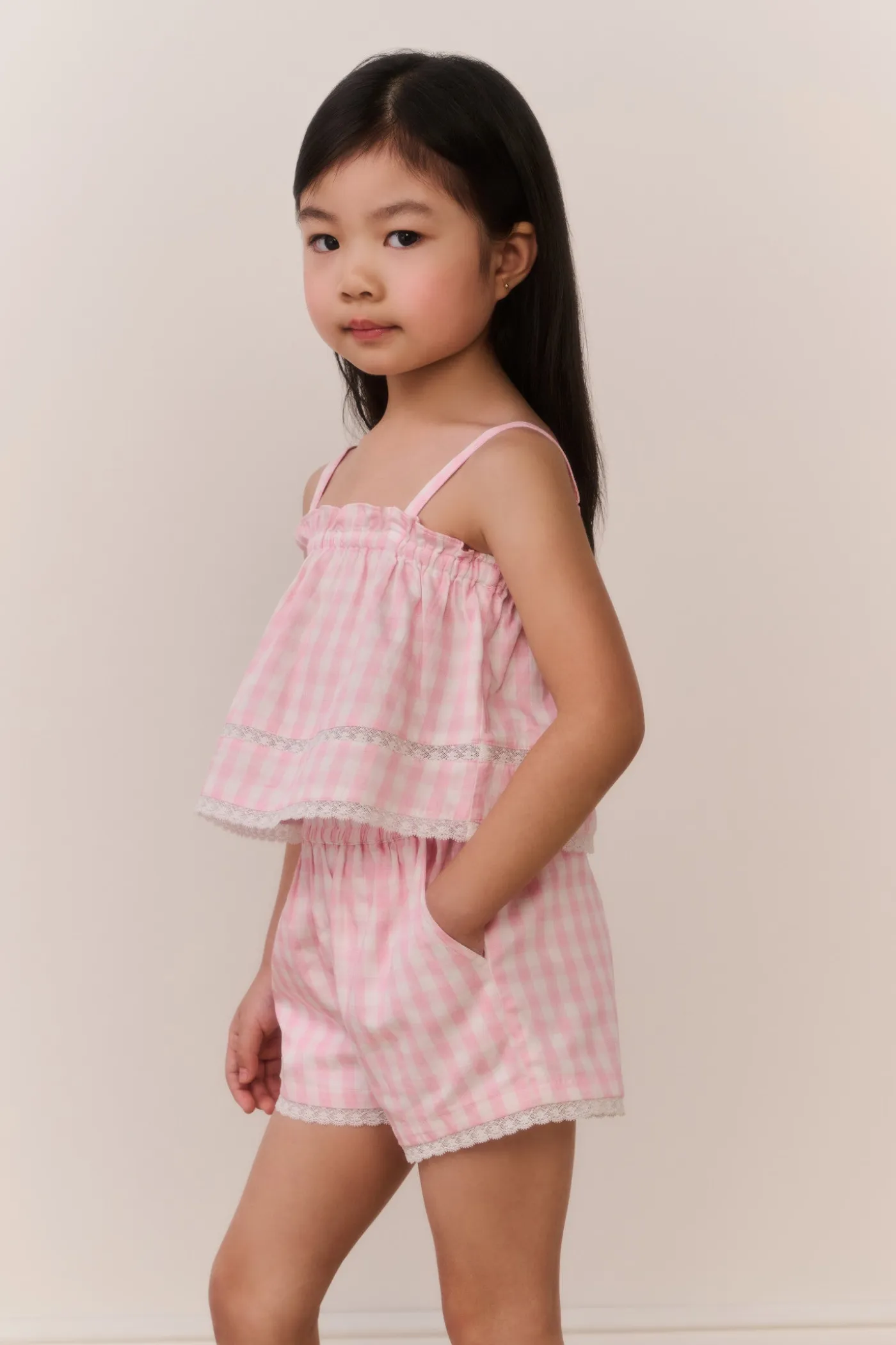 Little Girls Fiorella Gingham Top