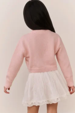 Little Girls Jayne Bow Embroidered Cardigan