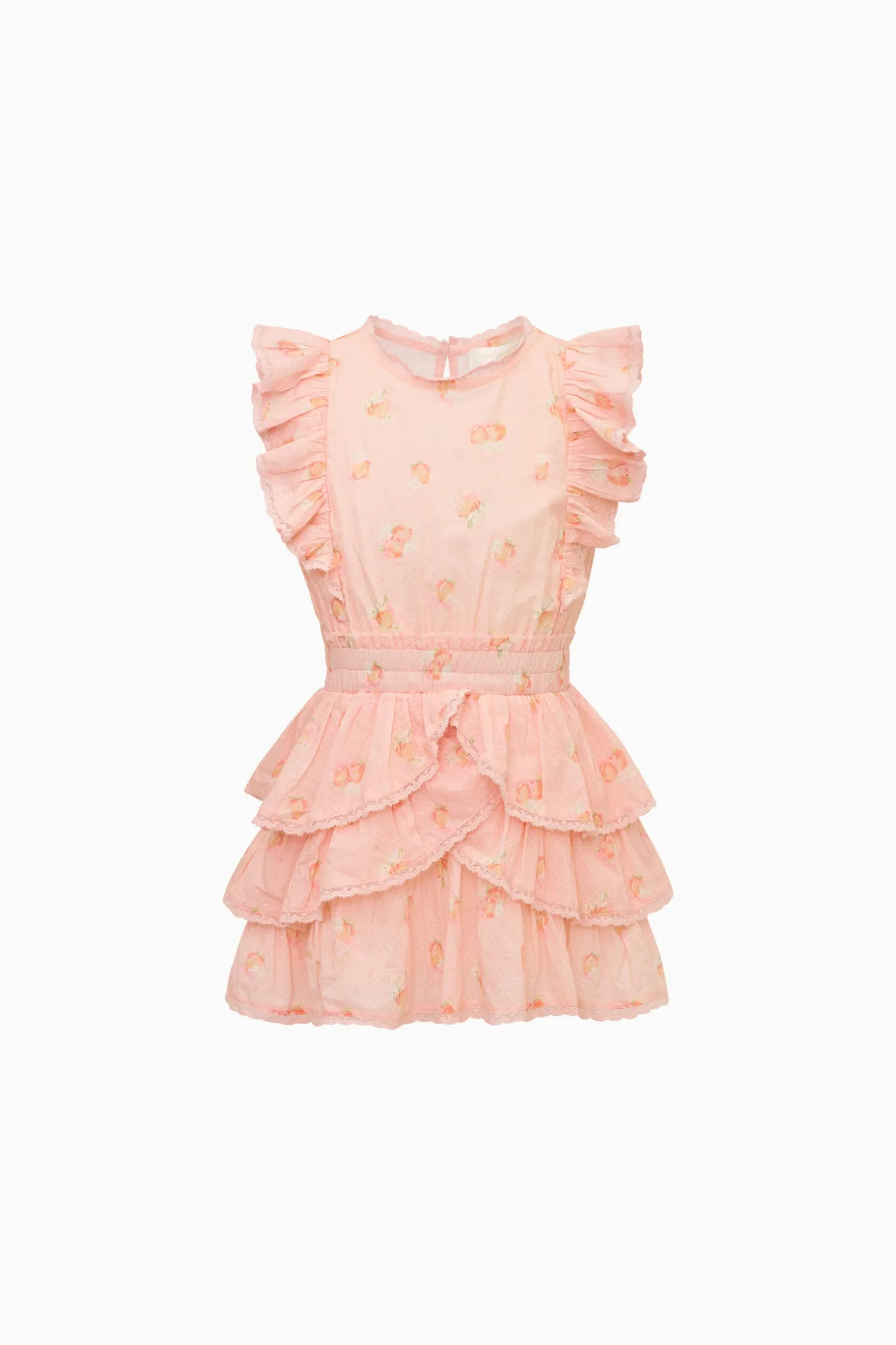 Little Girls Peach Pom Pom Decker Dress