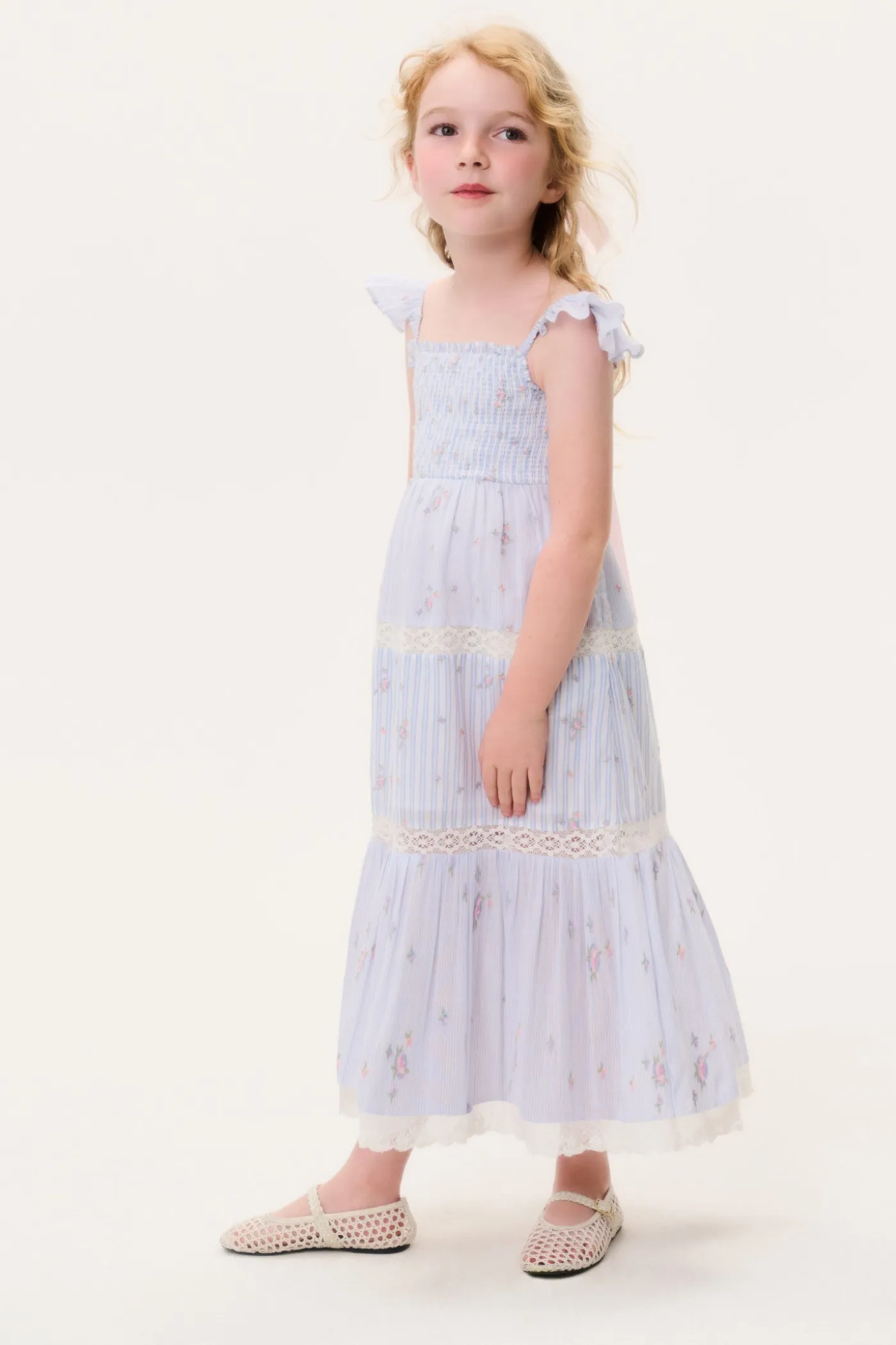 Little Girls Rhiannon Stripe Floral Dress