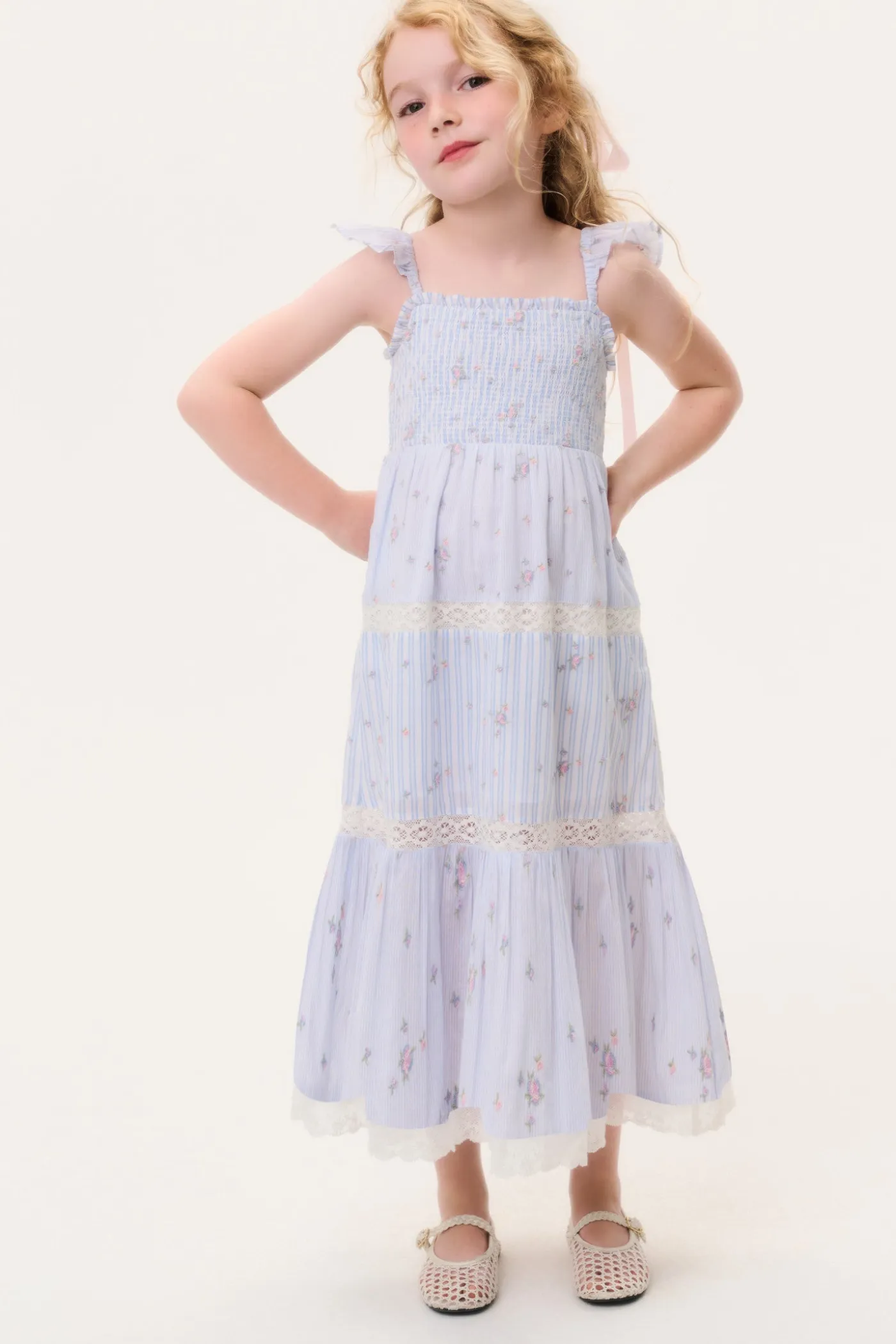 Little Girls Rhiannon Stripe Floral Dress