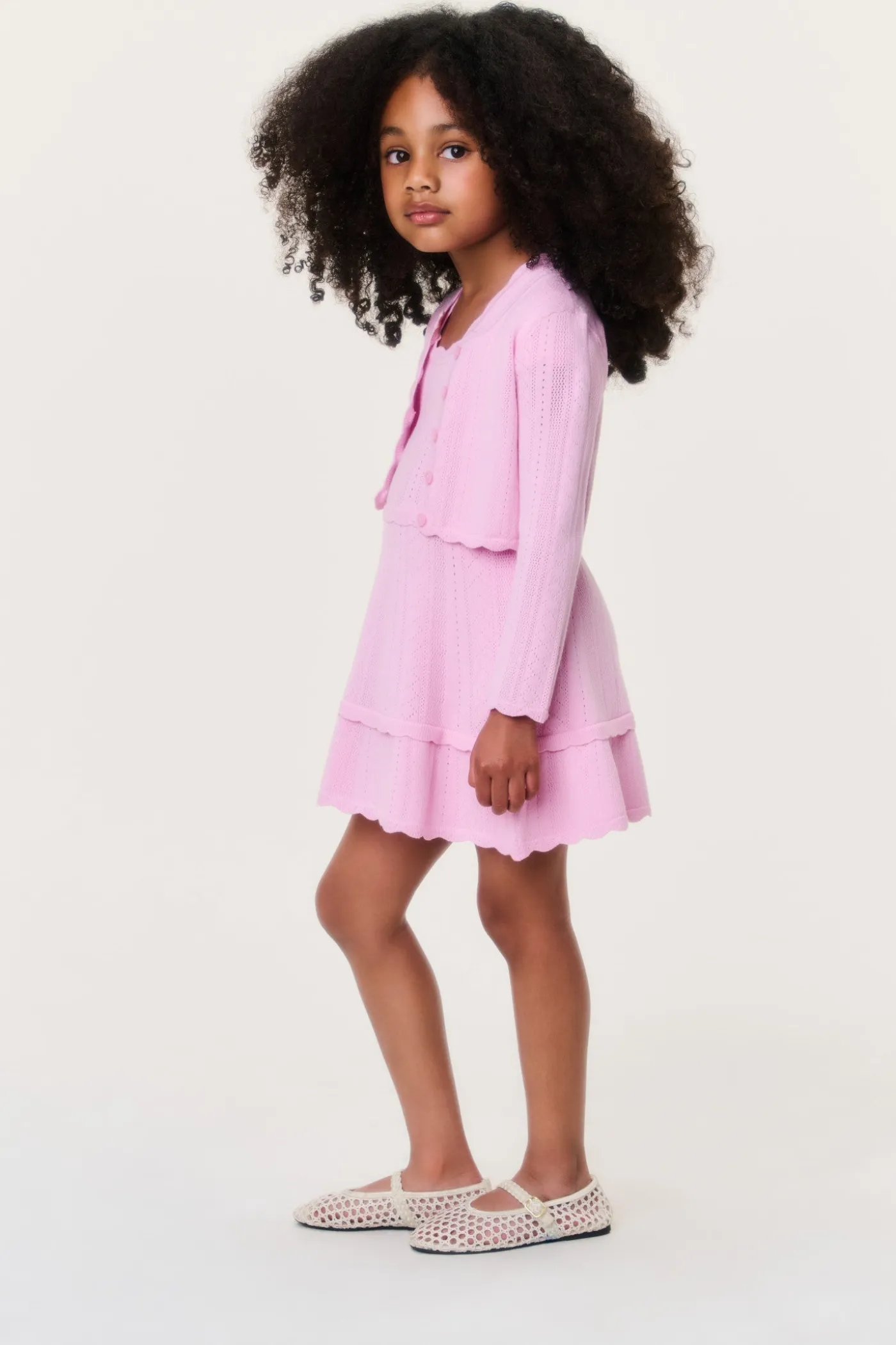 Little Girls Stretch Pointelle Gemna Cardigan