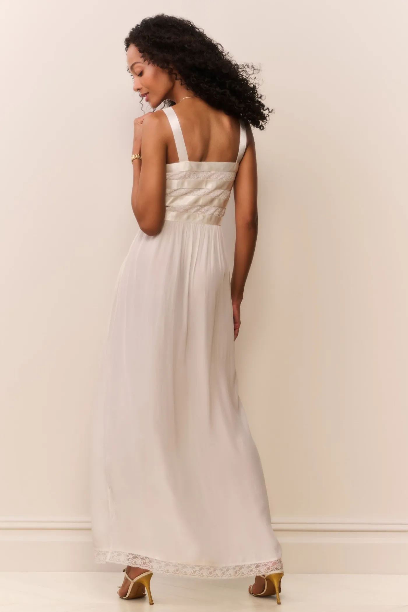 Lovelace Banded Bow Sheer Maxi Dress