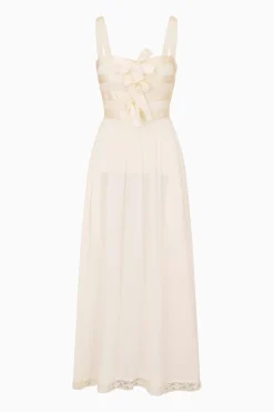 Lovelace Banded Bow Sheer Maxi Dress