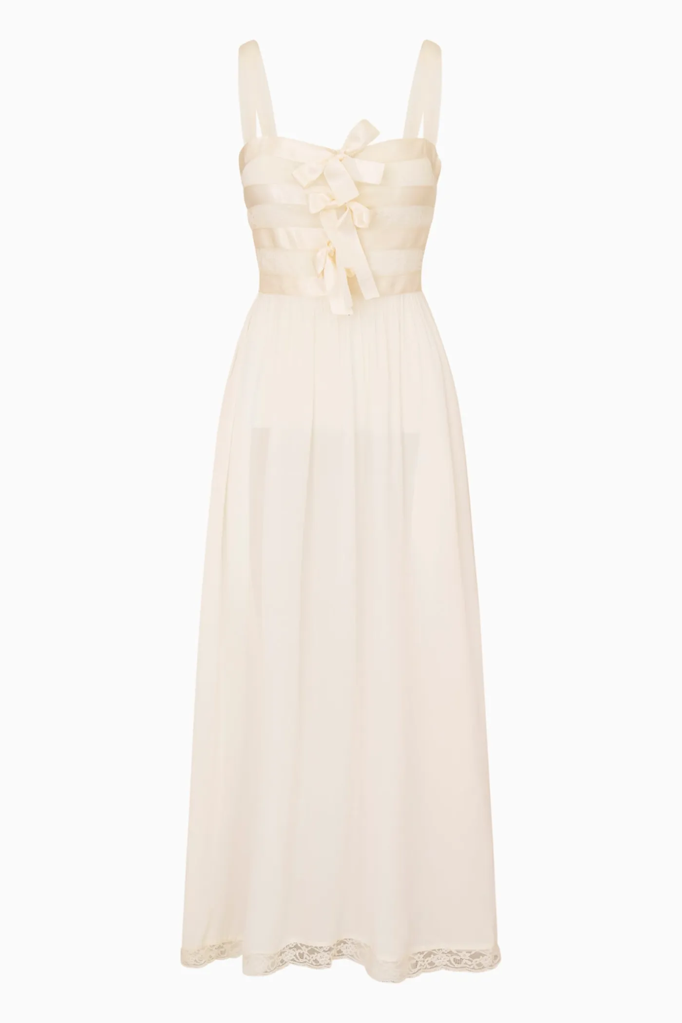 Lovelace Banded Bow Sheer Maxi Dress
