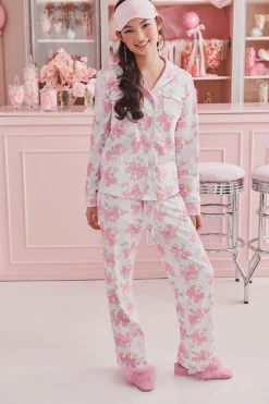 LoveShackFancy x Roller Rabbit Doily Beux Women's Long Sleeve Polo Pajama Set