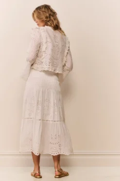 Mallow Cotton Bandana Eyelet Midi Skirt