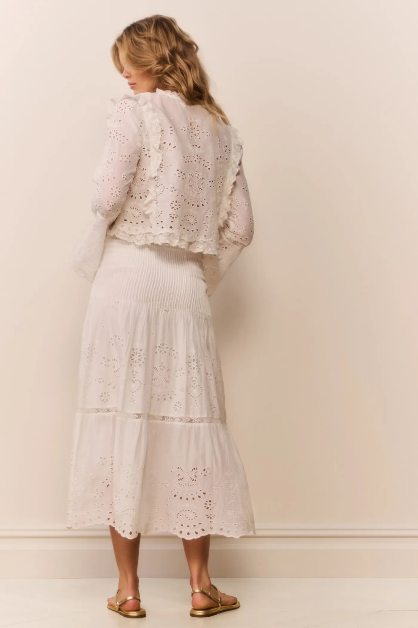 Mallow Cotton Bandana Eyelet Midi Skirt