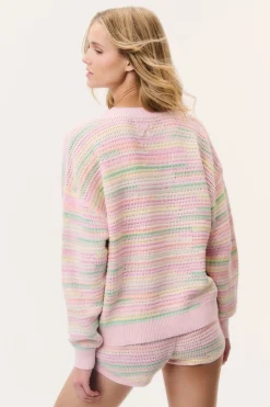 Marlieanna Striped Crochet Pullover