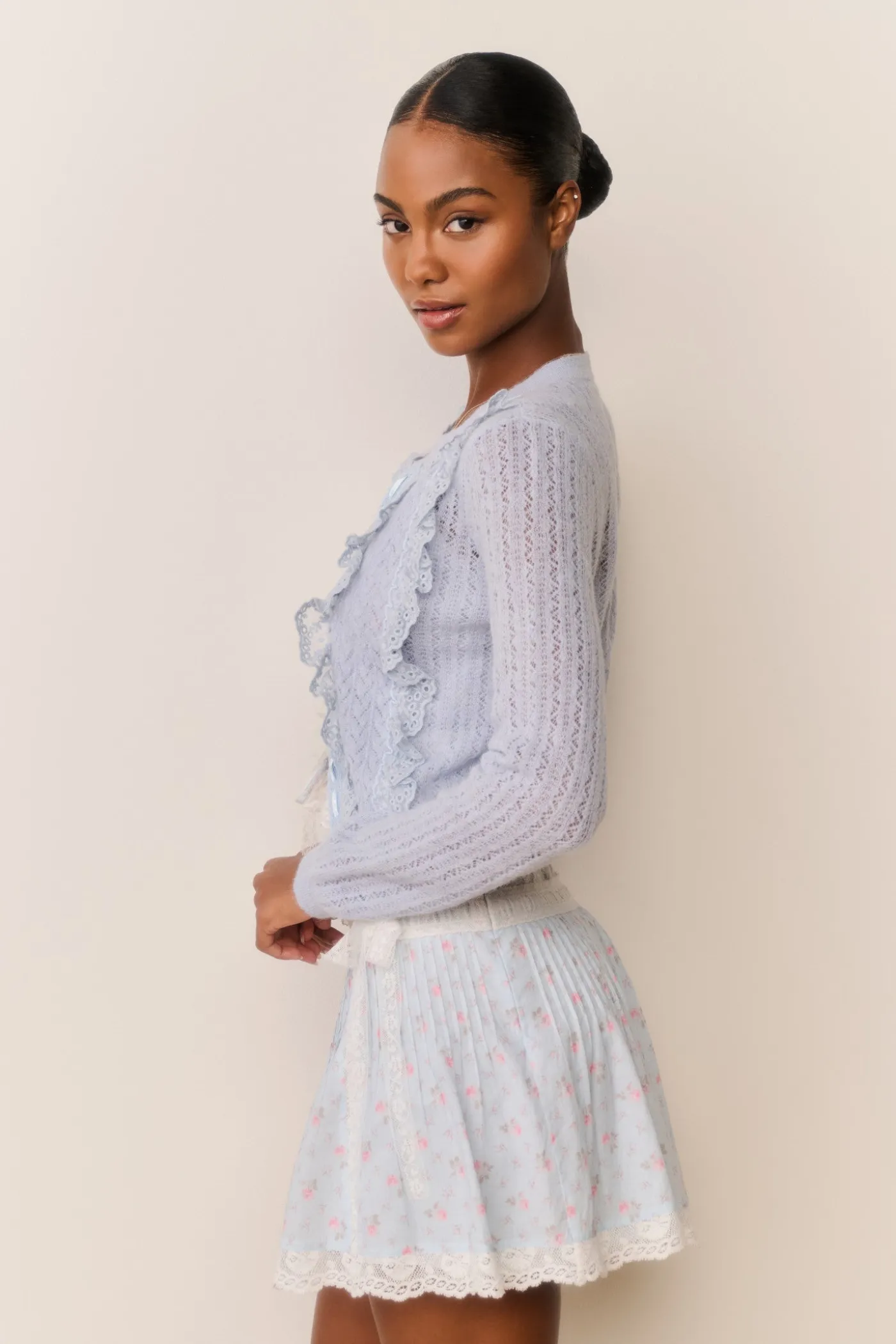 Melisse Eyelet Ruffle Cardigan