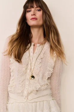 Melisse Eyelet Ruffle Cardigan