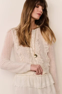 Melisse Eyelet Ruffle Cardigan