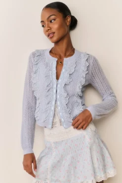 Melisse Eyelet Ruffle Cardigan