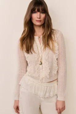 Melisse Eyelet Ruffle Cardigan