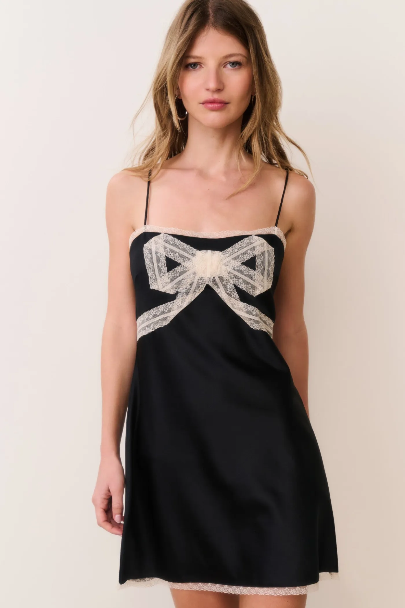 Mirelis Lace Bow Crepe Mini Dress