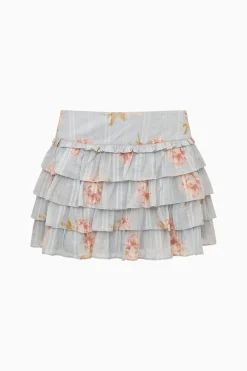 Moralina Cotton Peony Print Mini Skirt