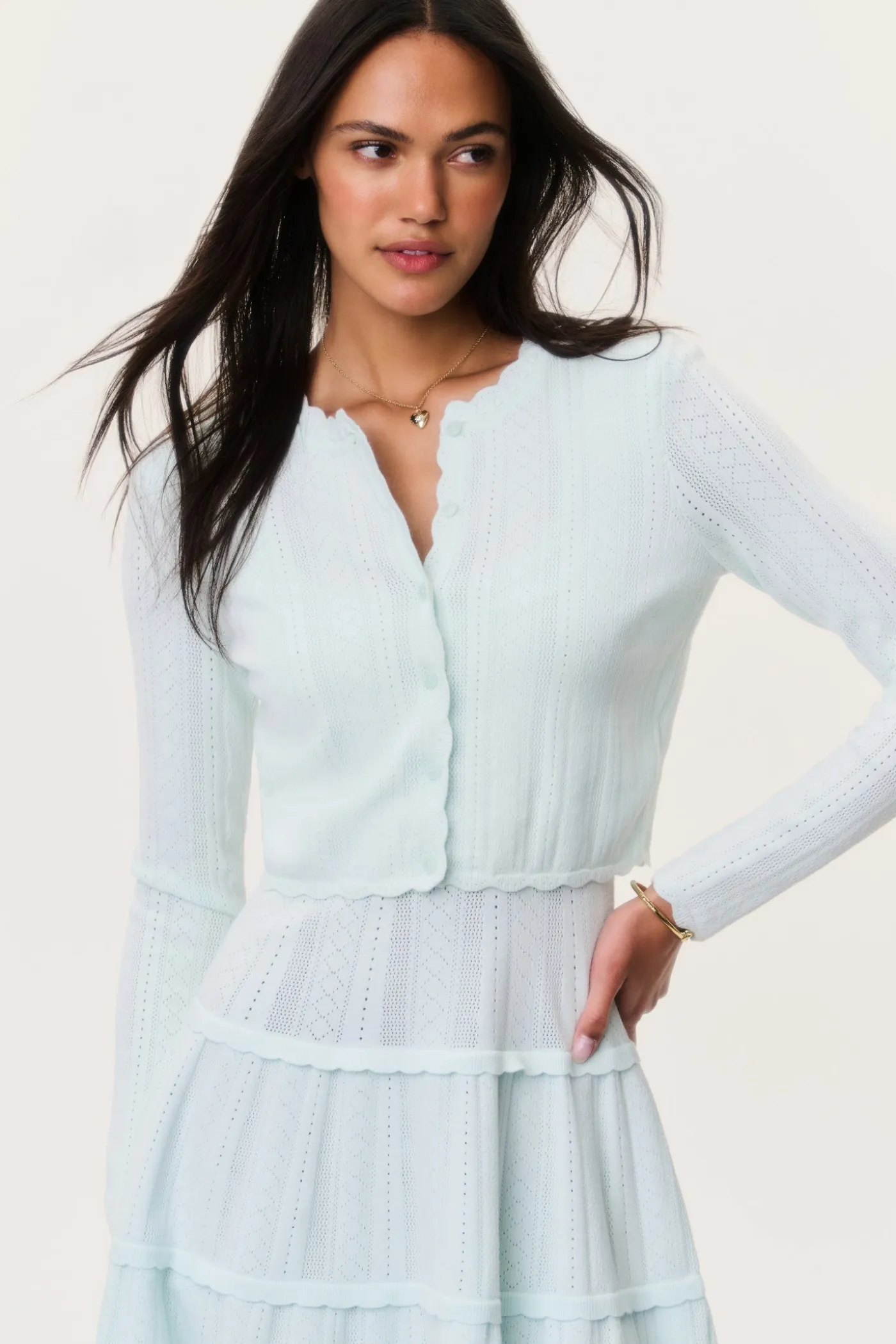 Nadiya Stretch Pointelle Cardigan