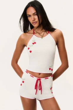 Nandie Crochet Cherry Mini Shorts