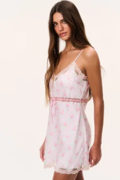 Nicoli Floral Satin Mini Slip Dress