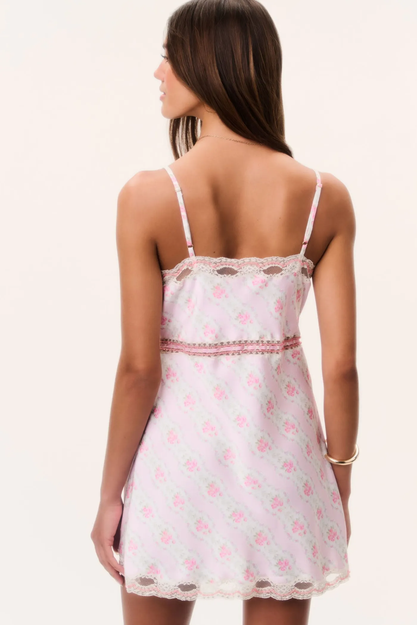 Nicoli Floral Satin Mini Slip Dress