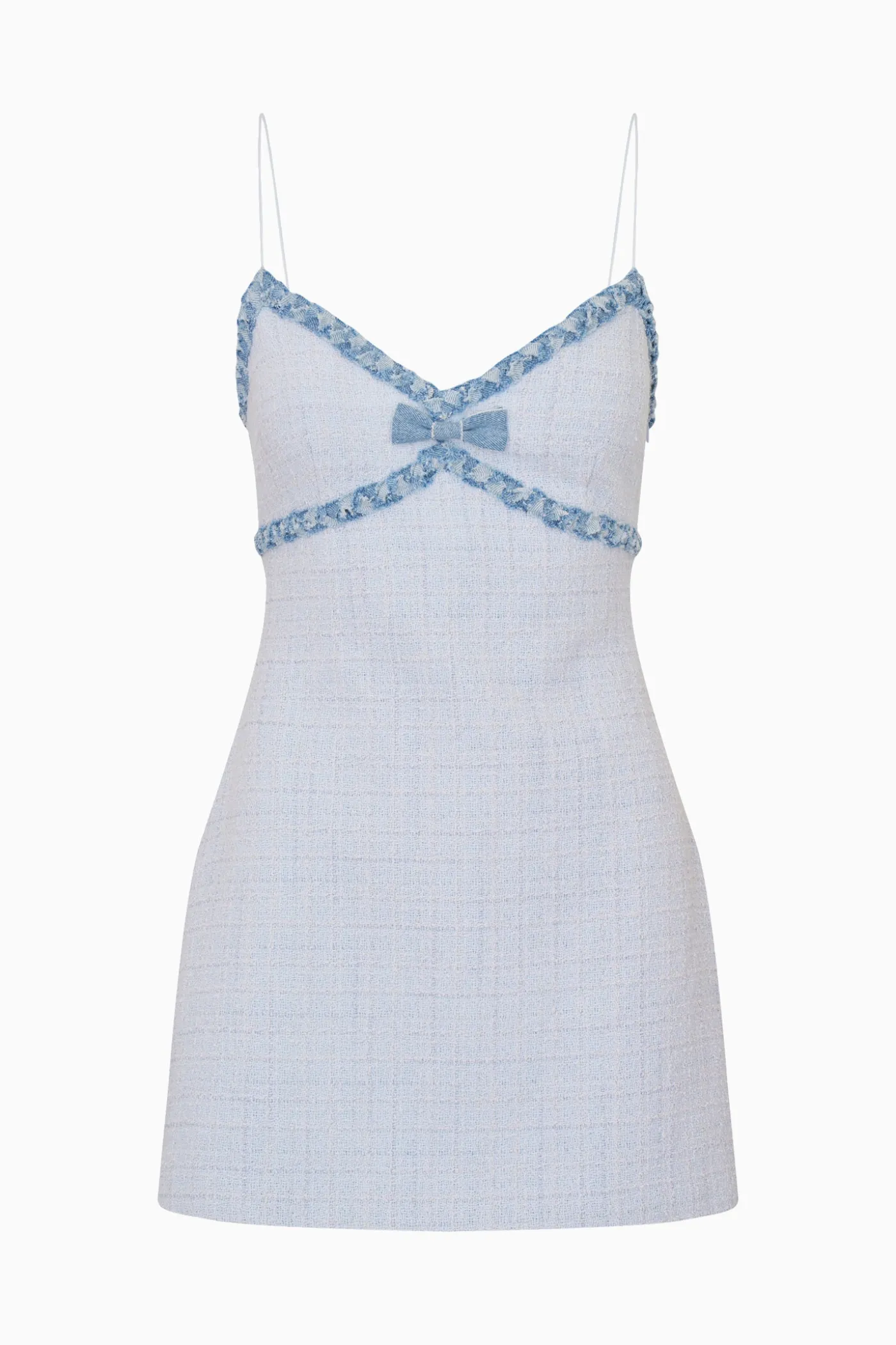 Novara Denim-Trimmed Tweed Mini Dress