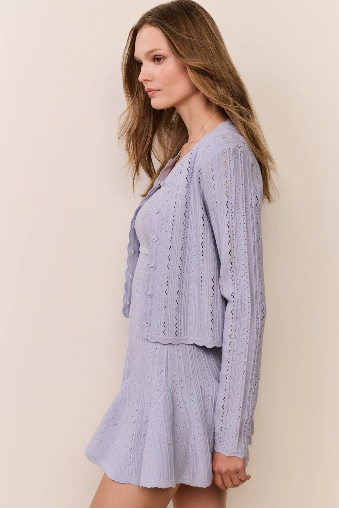 Peridot Stretch Pointelle Cardigan