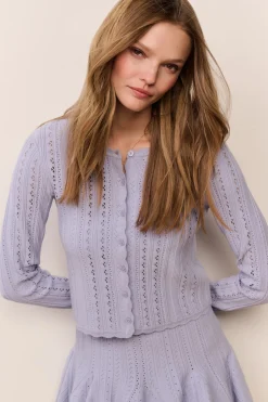 Peridot Stretch Pointelle Cardigan