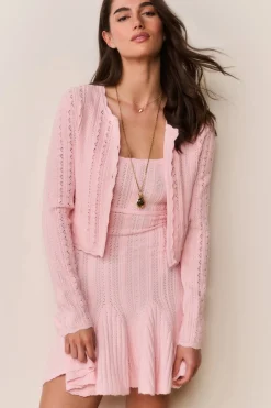 Peridot Stretch Pointelle Cardigan
