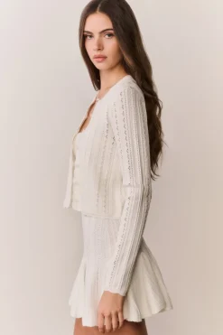 Peridot Stretch Pointelle Cardigan