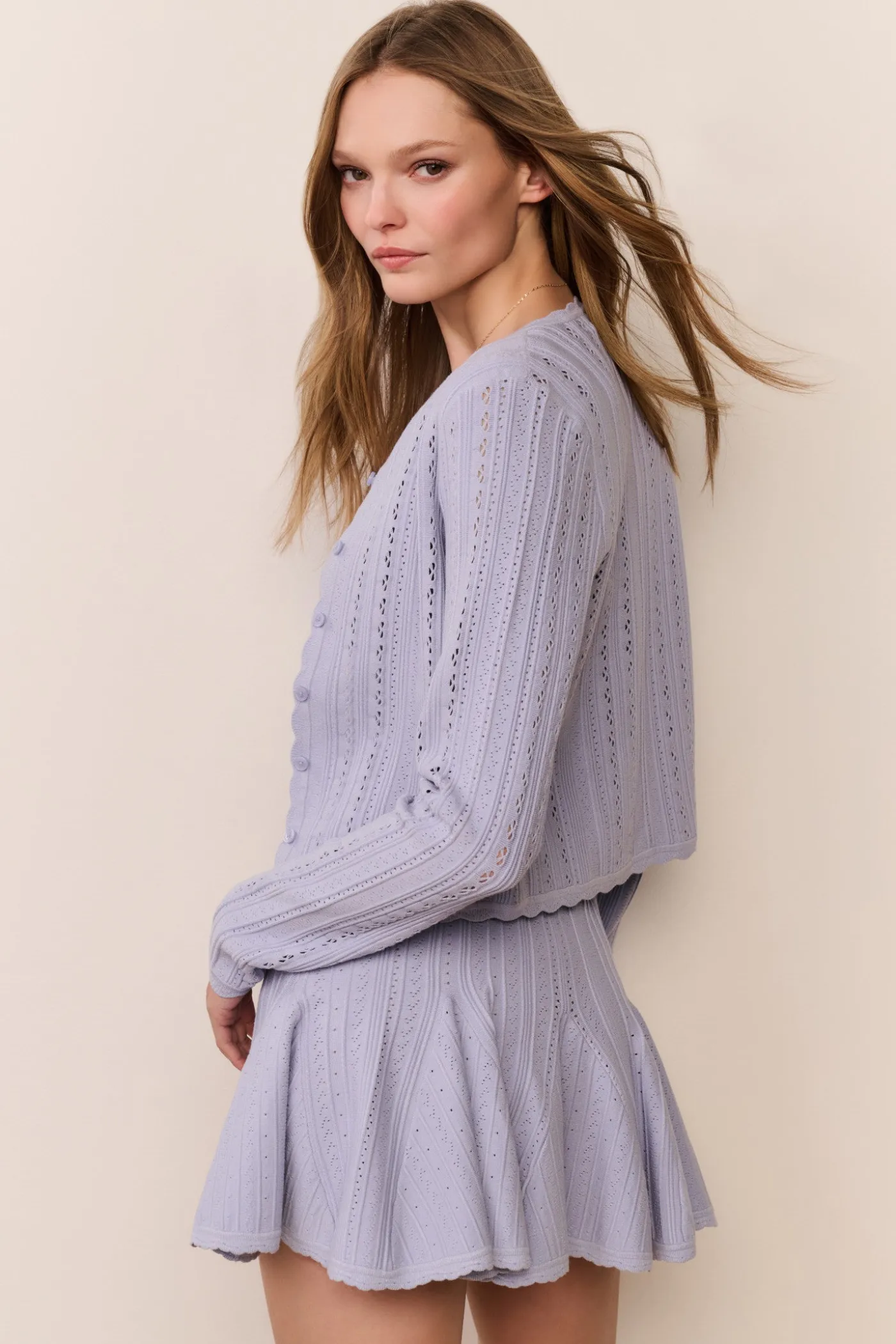 Peridot Stretch Pointelle Cardigan